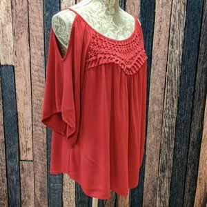 Red Cold Shoulder Top